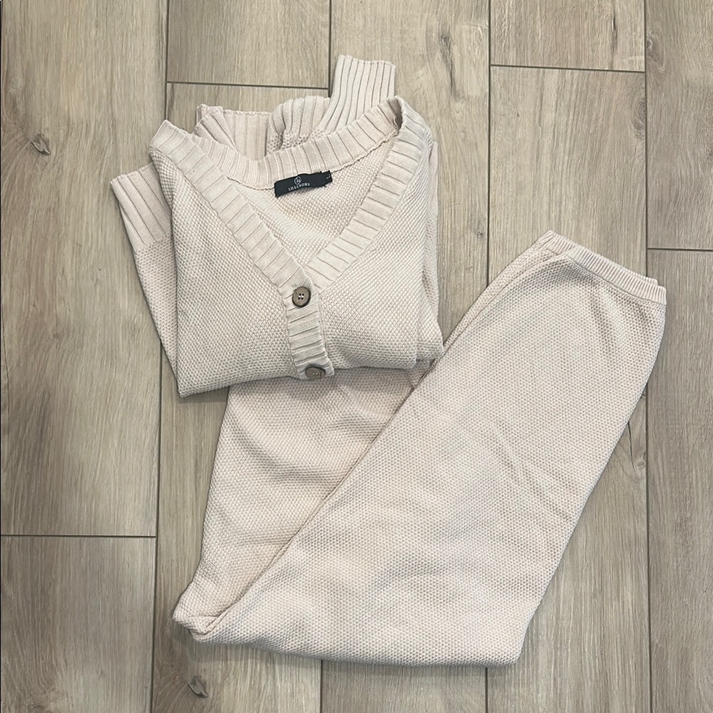 LILLUSORY Womens Cardigan Pants Sets 2 Piece Slouchy Sweater Loungewear